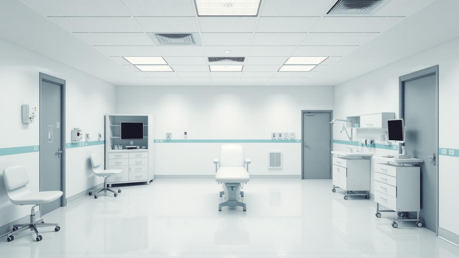 Sanitized medical exam room with clean surfaces